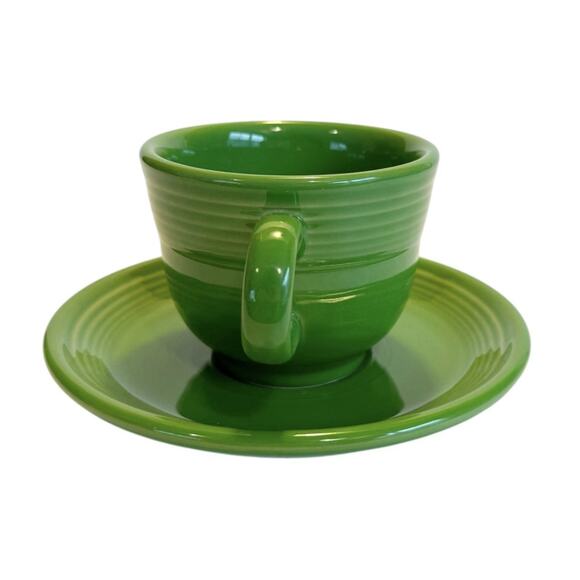 Fiesta Ware Fiesta HLC HLC Set of 8 Retired Shamrock Green Tea Cups & Saucers - Picture 8 of 16